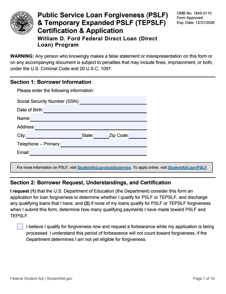 PSLF Form 2024